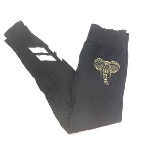LA Winner Black Elephant Leggings Sz M